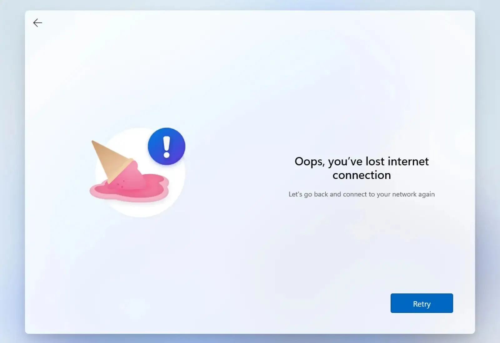 No Internet Connection Error in Windows OOBE